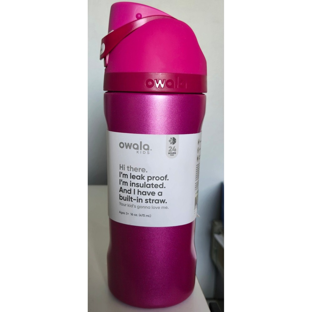 Owala Kids FreeSip 16oz Insulated Stainless Steel Water Bottle Pink Magenta